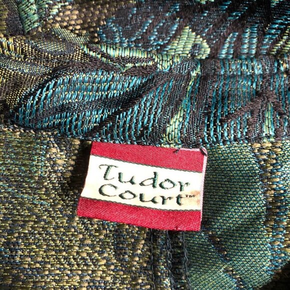 Tudor Court Jacket Womens Size 1X Green Teal Silver Tapestry Button Up Blazer - Picture 5 of 6